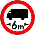Zakaz wjazdu pojazdów dłuższych, niż określono na znaku (tu: 6 m)